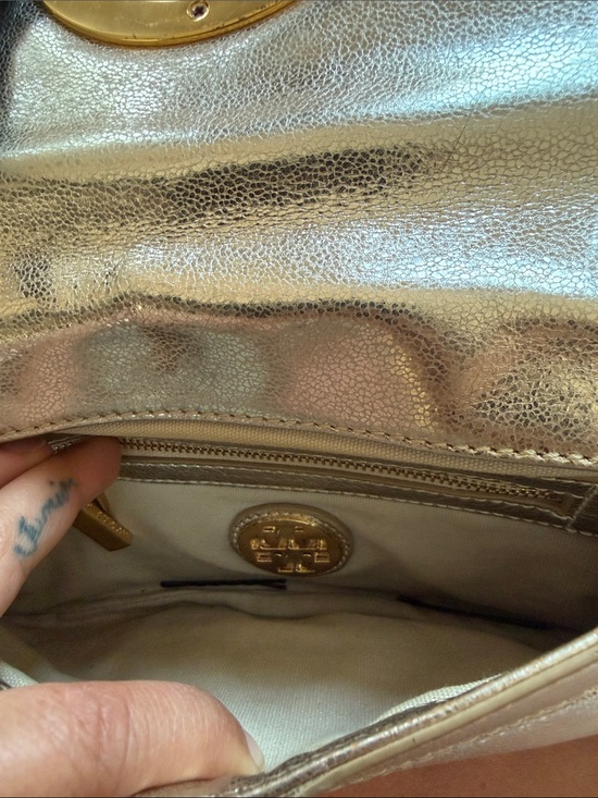 Tory Burch gold clutch circa 2011